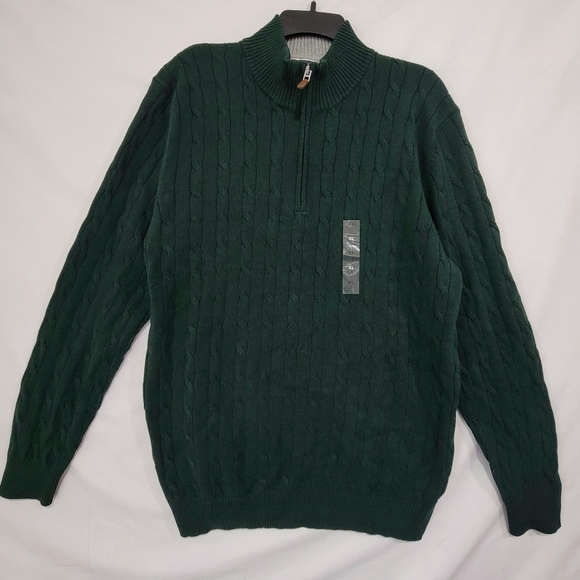 Club Room Men's Cable-Knit Quarter Zip Pullover Sweater - Picture 2 of 5